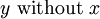 y\ \mbox{without}\ x\!