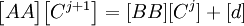  \begin{bmatrix}AA\end{bmatrix}\begin{bmatrix}C^{j+1}\end{bmatrix}=[BB][C^{j}]+[d]