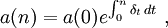 a(n)=a(0)e^{\int_0^n \delta_t\, dt}\ ,