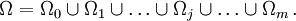 \Omega = \Omega_0 \cup \Omega_1 \cup \ldots \cup \Omega_j \cup \ldots \cup \Omega_m \,.