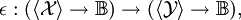 \epsilon : (\langle \mathcal{X} \rangle \to \mathbb{B}) \to (\langle \mathcal{Y} \rangle \to \mathbb{B}),