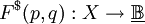 F^\$ (p, q)&nbsp;: X \to \underline\mathbb{B}