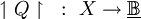 \upharpoonleft Q \upharpoonright ~:~ X \to \underline\mathbb{B}