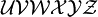 \mathcal{U} \mathcal{V} \mathcal{W} \mathcal{X} \mathcal{Y} \mathcal{Z}\,\!