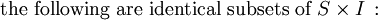 \text{the following are identical subsets of}~ S \times I \, :