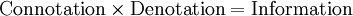 \operatorname{Connotation} \times \operatorname{Denotation} = \operatorname{Information}