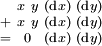 \begin{smallmatrix}   &  x\  y  & (\operatorname{d}x) & (\operatorname{d}y) \\ + &  x\  y  & (\operatorname{d}x) & (\operatorname{d}y) \\ = &    0    & (\operatorname{d}x) & (\operatorname{d}y) \\ \end{smallmatrix}