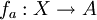f_a&nbsp;: X \to A