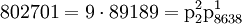 802701 = 9 \cdot 89189 = \text{p}_2^2 \text{p}_{8638}^1