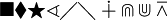 \blacksquare \blacklozenge \bigstar \sphericalangle \diagup \diagdown \dotplus \Cap \Cup \barwedge