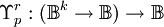 \Upsilon_p^r : (\mathbb{B}^k \to \mathbb{B}) \to \mathbb{B}
