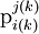 \text{p}_{i(k)}^{j(k)}\!