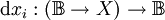 \operatorname{d}x_i : (\mathbb{B} \to X) \to \mathbb{B}