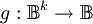 g&nbsp;: \mathbb{B}^k \to \mathbb{B}