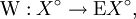 \operatorname{W}&nbsp;: X^\circ \to \operatorname{E}X^\circ,