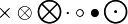 \times \otimes \bigotimes \cdot \circ \bullet \bigodot\,\!