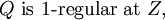 Q ~\text{is}~ 1\text{-regular at}~ Z,