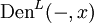 \operatorname{Den}^L (-, x)