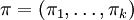 \pi = (\pi_1, \ldots, \pi_k)