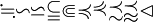 \fallingdotseq \backsim \backsimeq \subseteqq \Subset \preccurlyeq \curlyeqprec \precsim \precapprox \vartriangleleft