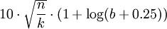 10\cdot\sqrt{\frac{n}{k}}\cdot(1 + \log(b + 0.25))