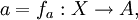 a = f_a&nbsp;: X \to A,