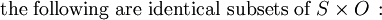 \text{the following are identical subsets of}~ S \times O \, :
