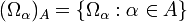 (\Omega_{\alpha})_{\Alpha} = \{\Omega_{\alpha}&nbsp;: \alpha \in \Alpha\}