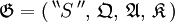 \mathfrak{G} = ( \, ^{\backprime\backprime} S \, ^{\prime\prime}, \, \mathfrak{Q}, \, \mathfrak{A}, \, \mathfrak{K} \, )
