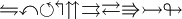 \leftrightharpoons \curvearrowleft \circlearrowleft \Lsh \upuparrows \rightrightarrows \rightleftarrows \Rrightarrow \rightarrowtail \looparrowright\,\!